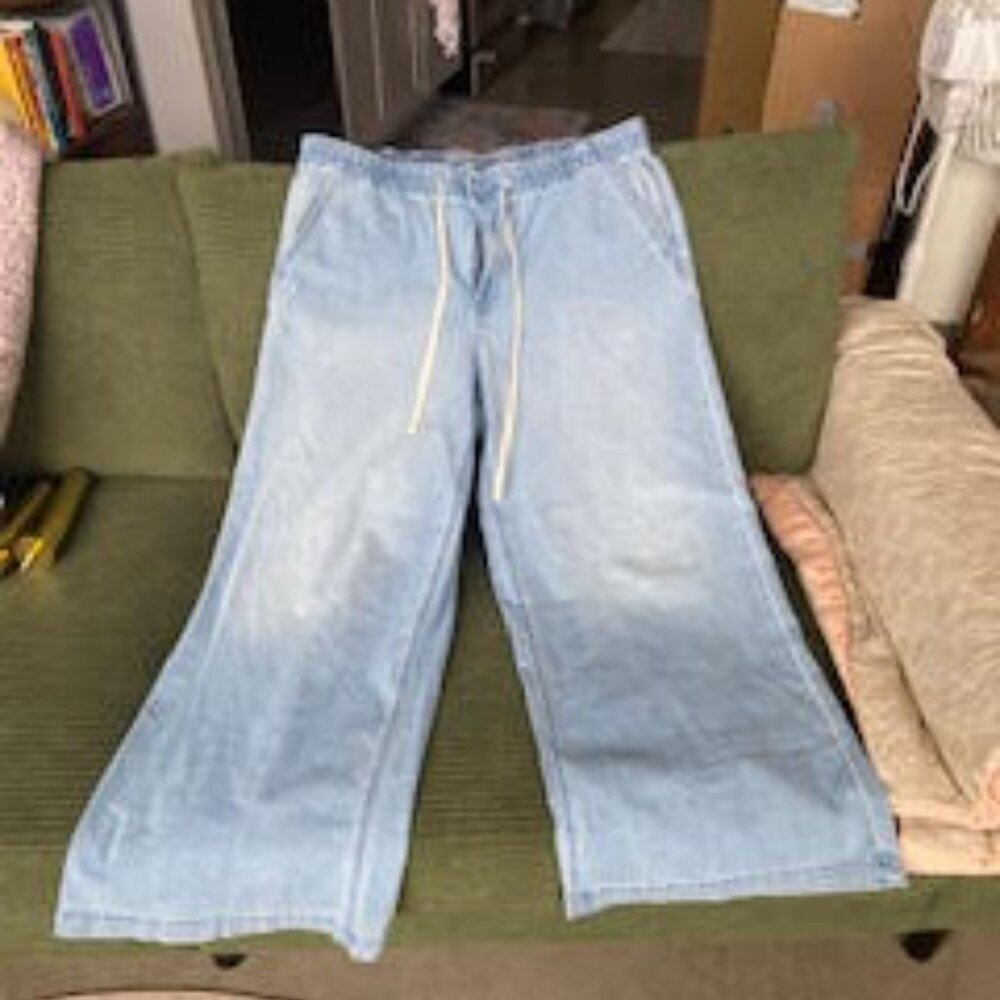 American Eagle Baggy Wide Leg Drawstring Jeans Large